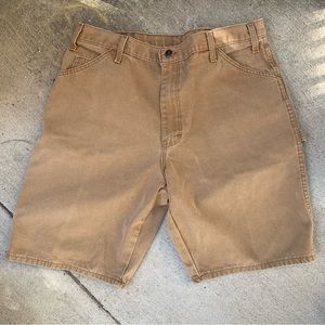 Dickies Shorts Adult Size 35 Waist Brown Canvas Carpenter Denim Workwear Mens